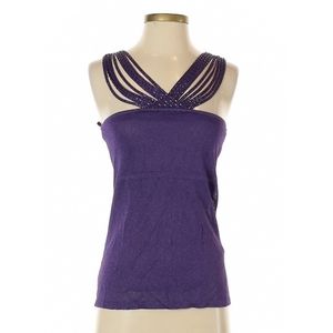 Arden B. Size Small Purple Criss Cross Strappy Beaded Tank Top